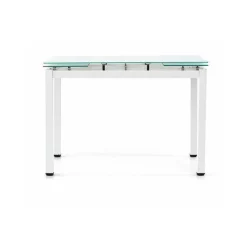 Dmora Ausziehbarer Tisch Mit Weißer Metallstruktur Und Glasablage, 110x70x76