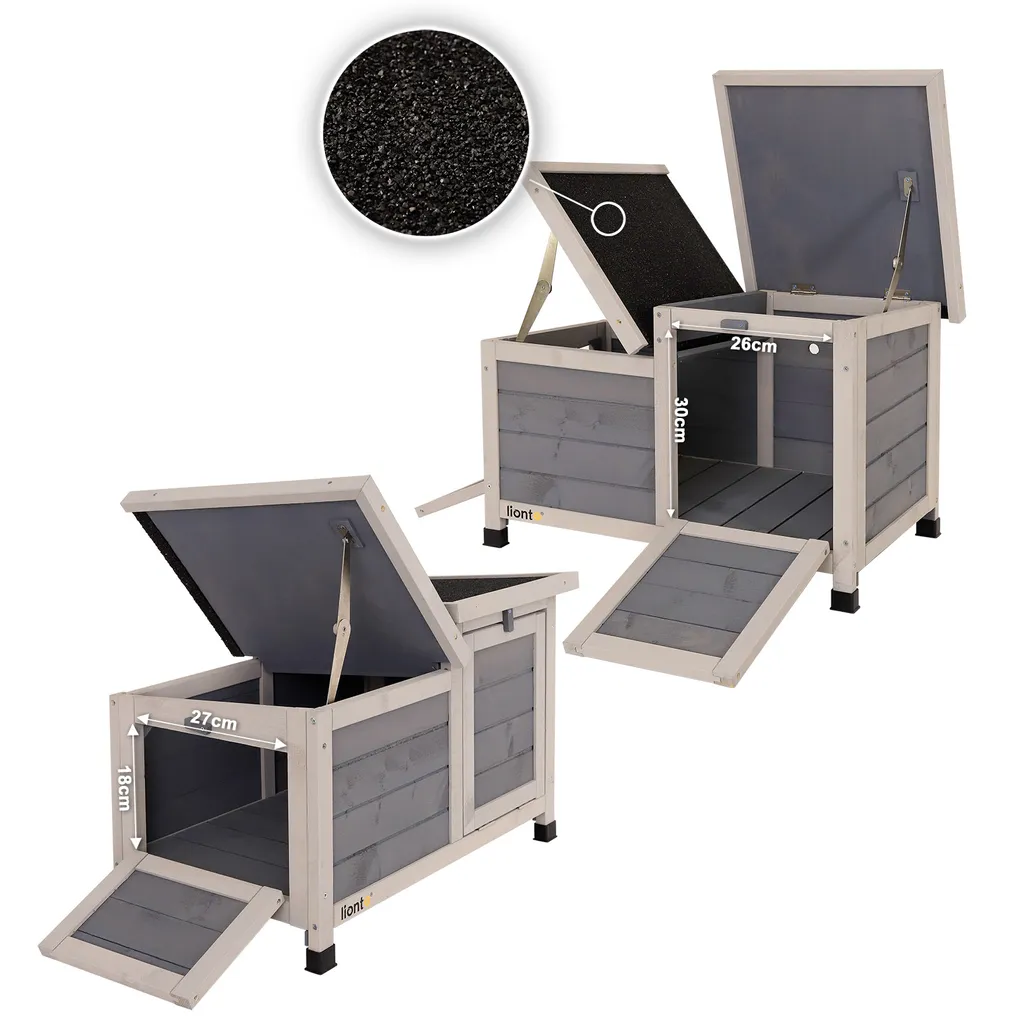 Lionto Kaninchenstall Kleintierhaus Nagerhaus Kleintierstall Aus Holz Grau 70x43x45 Cm 4 Lionto Kaninchenstall Kleintierhaus Nagerhaus Kleintierstall Aus Holz Grau 70x43x45 Cm – Bild 4