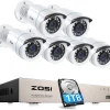 ZOSI 8CH 1080P Full HD DVR Mit 1TB HDD Und 6X2MP Außen Überwachungskamera Sicherheit Set, H.265+, 20M IR Nachtsicht