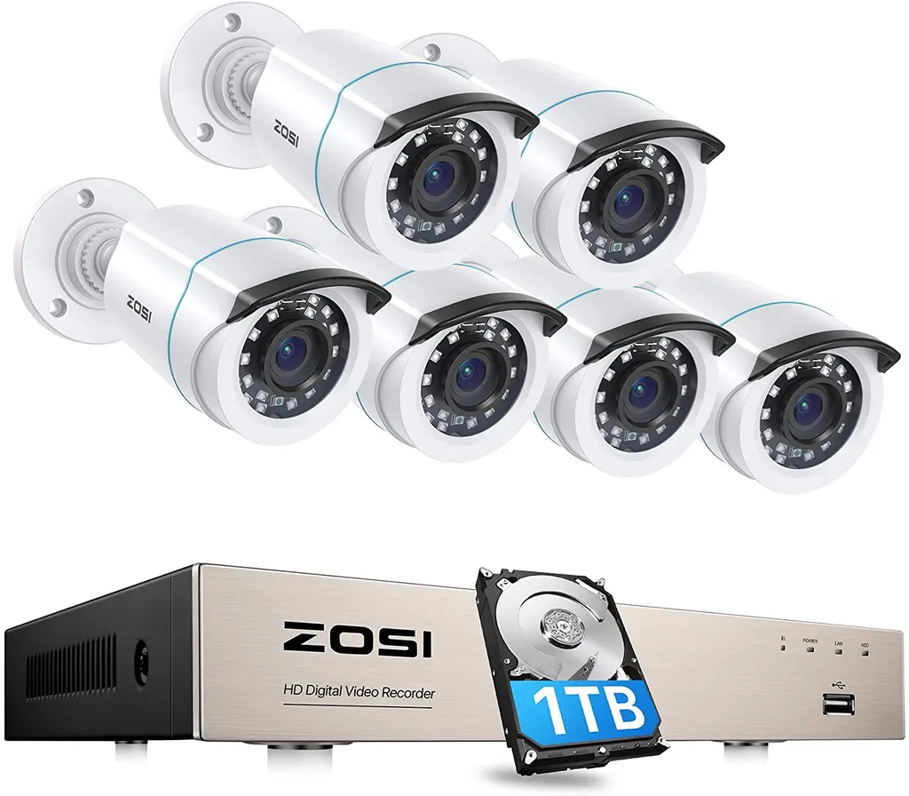 ZOSI 8CH 1080P Full HD DVR Mit 1TB HDD Und 6X2MP Außen Überwachungskamera Sicherheit Set, H.265+, 20M IR Nachtsicht 1 ZOSI 8CH 1080P Full HD DVR Mit 1TB HDD Und 6X2MP Außen Überwachungskamera Sicherheit Set, H.265+, 20M IR Nachtsicht