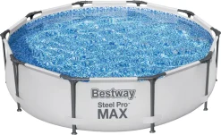 Bestway 56408 Rund Aufstellpool Stahl Pro Max 305x76 CmGestalten: Rund, Maße: 3 - 3,99 M, Filterpumpe: 58381