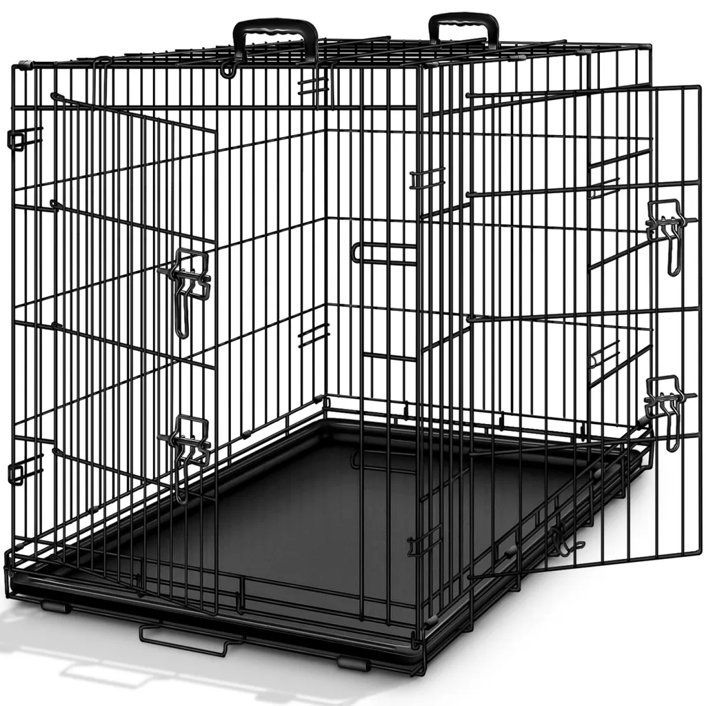 TRESKO® Hundekäfig 77x48x54cm Metall Transportkäfig Auto Hundebox Transportbox Faltbar Drahtkäfig 1 TRESKO® Hundekäfig 77x48x54cm Metall Transportkäfig Auto Hundebox Transportbox Faltbar Drahtkäfig