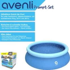 Avenli Prompt Set 240 X 63 Cm Quick Up Pool, Mit Aufblasbarem Ring, Aufstellpool Ohne Pumpe, Blau -Garten- & Gewächshäuser Geschäft c7cc4d9c41d3065b2c7e4243db0ff59c