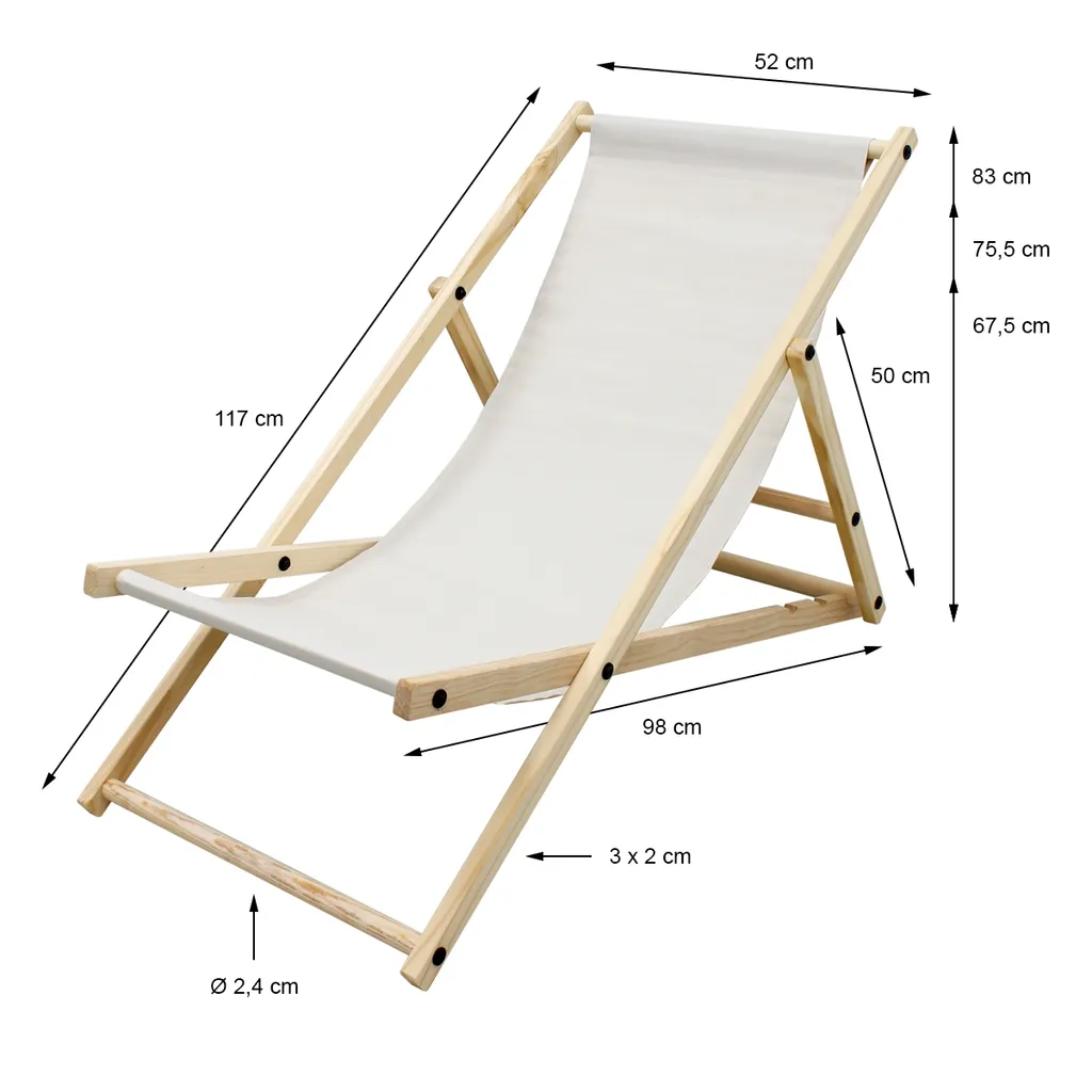 ECD Germany 2er Set Liegestuhl, Beige, Aus Holz, Belastbar Bis 120kg, Klappbar, 3 Liegepositionen, Gartenliege Sonnenliege Relaxliege Strandstuhl Für Garten, Terrasse Und Balkon 7 ECD Germany 2er Set Liegestuhl, Beige, Aus Holz, Belastbar Bis 120kg, Klappbar, 3 Liegepositionen, Gartenliege Sonnenliege Relaxliege Strandstuhl Für Garten, Terrasse Und Balkon – Bild 7