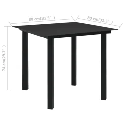 VidaXL Garten-Esstisch Schwarz 80x80x74 Cm Stahl Und Glas 7 VidaXL Garten-Esstisch Schwarz 80x80x74 Cm Stahl Und Glas -Garten- & Gewächshäuser Geschäft c7f19c325221eb731a4df93b100311b0