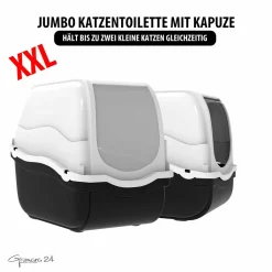 Gismara24 Katzentoilette XXL 41x57x39cm Anthrazit/Creme