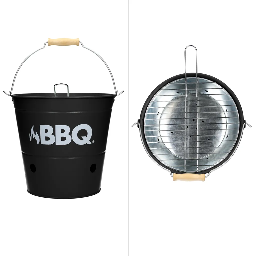 ECD Germany Grilleimer Ø 25cm Mit Grillrost Und Tragegriff, Eimergrill Aus Edelstahl In Matt Schwarz, Minigrill Mit Belüftung, Campinggrill Holzkohlegrill BBQ Grill Picknickgrill Grillkübel Feuerkübel 2 ECD Germany Grilleimer Ø 25cm Mit Grillrost Und Tragegriff, Eimergrill Aus Edelstahl In Matt Schwarz, Minigrill Mit Belüftung, Campinggrill Holzkohlegrill BBQ Grill Picknickgrill Grillkübel Feuerkübel – Bild 2