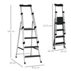 DURHAND Klapptritt Stehleiter Mit 4 Stufen Rutschfest Rostfrei Leiter Gerüstbock Mit Werkzeugablage Handlauf Bis 150 Kg Belastbar Inkl. Anti-Rutsch-Füße Alu 45,5 X 82 X 145 Cm 11 DURHAND Klapptritt Stehleiter Mit 4 Stufen Rutschfest Rostfrei Leiter Gerüstbock Mit Werkzeugablage Handlauf Bis 150 Kg Belastbar Inkl. Anti-Rutsch-Füße Alu 45,5 X 82 X 145 Cm -Garten- & Gewächshäuser Geschäft c8595be2b4a3510c8bf6c96464193534