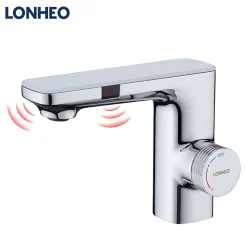 Lonheo Infrarot Sensor Wasserhahn Bad Automatik Waschtischarmatur Mit Zwei Infrarotsensor Einhebelmischer Waschbecken Mischbatterie Badarmatur, Chrom