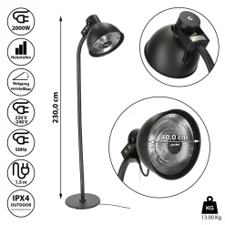 CEPEWA PATIO Terrassenheizstrahler 2000W 3 Heizstufen 40 X 230 Cm 21 CEPEWA PATIO Terrassenheizstrahler 2000W 3 Heizstufen 40 X 230 Cm -Garten- & Gewächshäuser Geschäft c87a5ba7808cb38f7a00194643db022a