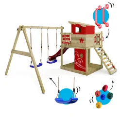 WICKEY Spielturm Klettergerüst Smart Camp Mit Schaukel & Rutsche, Baumhaus Mit Sandkasten, Kletterleiter & Spiel-Zubehör - Rot 12 WICKEY Spielturm Klettergerüst Smart Camp Mit Schaukel & Rutsche, Baumhaus Mit Sandkasten, Kletterleiter & Spiel-Zubehör - Rot -Garten- & Gewächshäuser Geschäft c8937e57db9bd54400f1e0b1b99ff222