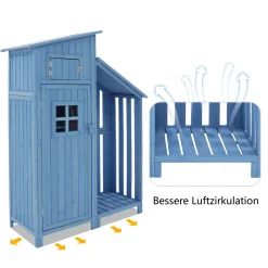 Merax Gerätehaus Gartenschrank 124x53 Cm Gerätehaus Holz Geräteschuppen Mit Spitzdach Und Einlegeböden, Blau -Garten- & Gewächshäuser Geschäft c89cc7a4c4212d8eba20171045eb00da