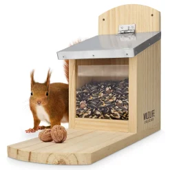 WILDLIFE FRIEND Eichhörnchen Futterhaus Mit Metalldach, Extra Groß Und Stabil Aus Massivholz - Wetterfest, Futterstation Zum Eichhörnchen Füttern, -Garten- & Gewächshäuser Geschäft c8dd897653e24f0a5793e7f56b74a194