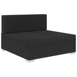 VidaXL Modular-Sofa-Mittelteil 1 Stk. + Auflagen Poly Rattan Schwarz