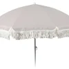 Meinposten Sonnenschirm UV-Schutz 30+ Strandschirm Mit Fransen Balkonschirm Schirm Ø 155 Cm Hellgrau