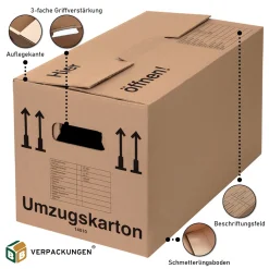 25 X Umzugskarton Smart 40 Kg Traglast Stabile Umzugskiste Umzug Umzugsmaterial 2-wellige Movebox BB-Verpackungen