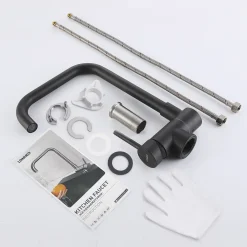 Lonheo Hochdruck Vorfenster Küchenarmatur Umklappbar Spültischarmatur, Einhebelmischer 360° Drehbar Aus Edelstahl Wasserhahn Küche, Schwarz -Garten- & Gewächshäuser Geschäft c97bf4d03e62ed090201fedad70200b0 1