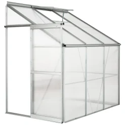 Tectake Anlehngewächshaus Aus Aluminium Ohne Fundament 192x128x202cm - Transparent