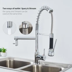 Auralum Küchenarmatur Wasserhahn Küche Mit Spiralfeder, 360° Drehbare Spültischarmaturen Einhebel Mischbatterie Mit Zwei Ausläufen, Chrom -Garten- & Gewächshäuser Geschäft c9fe23e30208211d6b4db101202547b9 1