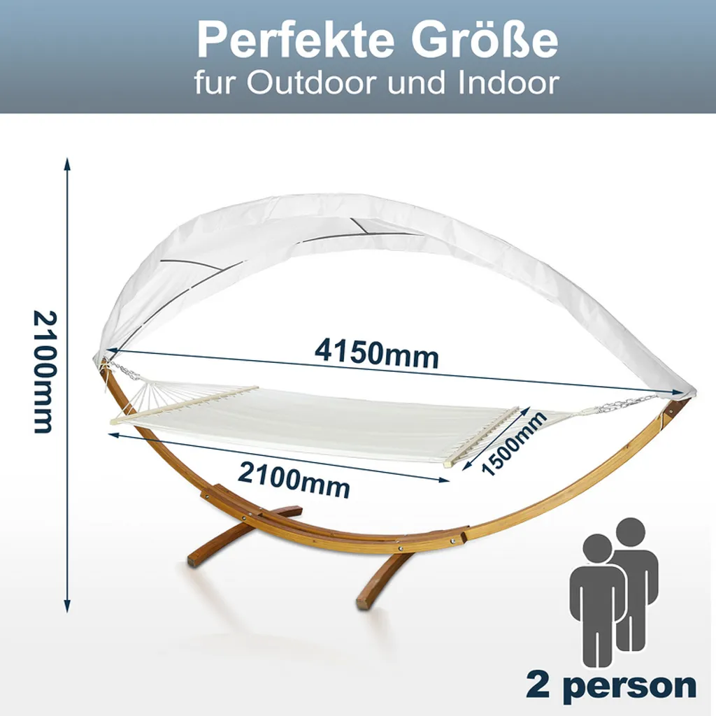 EINFEBEN Hängematte Wetterfestem Hängematten Stabhängematte Outdoor Holz Mit Gestell XXL Garten Hängemattengestell 2 Personen 410cm Gartenliege Liege 3 EINFEBEN Hängematte Wetterfestem Hängematten Stabhängematte Outdoor Holz Mit Gestell XXL Garten Hängemattengestell 2 Personen 410cm Gartenliege Liege – Bild 3