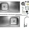 Keton Edelstahl Einbauspüle 86x43,5cm Küchenspüle Spüle Reversible + Küchenarmatur Delta