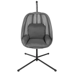 Juskys Hängesessel Lani Mit Gestell & Weicher Sitz- & Rückenkissen + Seitenpolsterung Outdoor & Indoor Max. 160 Kg Garten Korbhängesessel Hängekorb