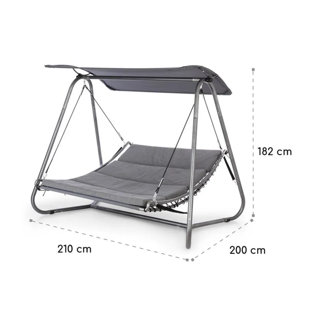 Blumfeldt Garden Grove Gartenliege - Schwingliege Swing Bed, Pulverbeschichteter Stahlrahmen, Liegefläche Mit Abziehbarem Und Waschbarem Bezug, 6 Cm Hohe Polsterung, Grau 9 Blumfeldt Garden Grove Gartenliege - Schwingliege Swing Bed, Pulverbeschichteter Stahlrahmen, Liegefläche Mit Abziehbarem Und Waschbarem Bezug, 6 Cm Hohe Polsterung, Grau – Bild 9