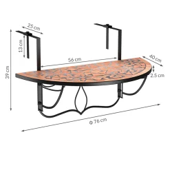 Deuba Balkonhängetisch Klapptisch Mosaik Balkontisch Klappbar Hängetisch Mosaiktisch Gartenmöbel, Model:Oriental -Garten- & Gewächshäuser Geschäft ca79c2301e5a7fd1f775bcc8871584f4