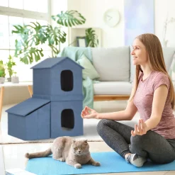 Relaxdays Faltbare Katzenhöhle In Blau -Garten- & Gewächshäuser Geschäft ca8ff7560ea419f82e178466cc80ac32