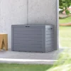 MediaShop Auflagenbox - Aufbewahrungsbox – Holz-Optik - Gartenbox Aus UV-beständigen Material – Innen- Und Außenbereich – 78x44x55cm – Box – Truhe Mit Deckel Für Kissen, Auflagen, Decken, Etc.