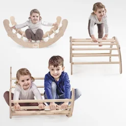 MAMOI® Kletterbogen, Kletterdreieck, Baby Klettern, Regenbogenwippe Aus Holz, Holzbogen Für Kinder, Klettergerüst Indoor Ab 1/2/3 Jahre -Garten- & Gewächshäuser Geschäft cb21af02c9955eb07410c1d74c90bbe0