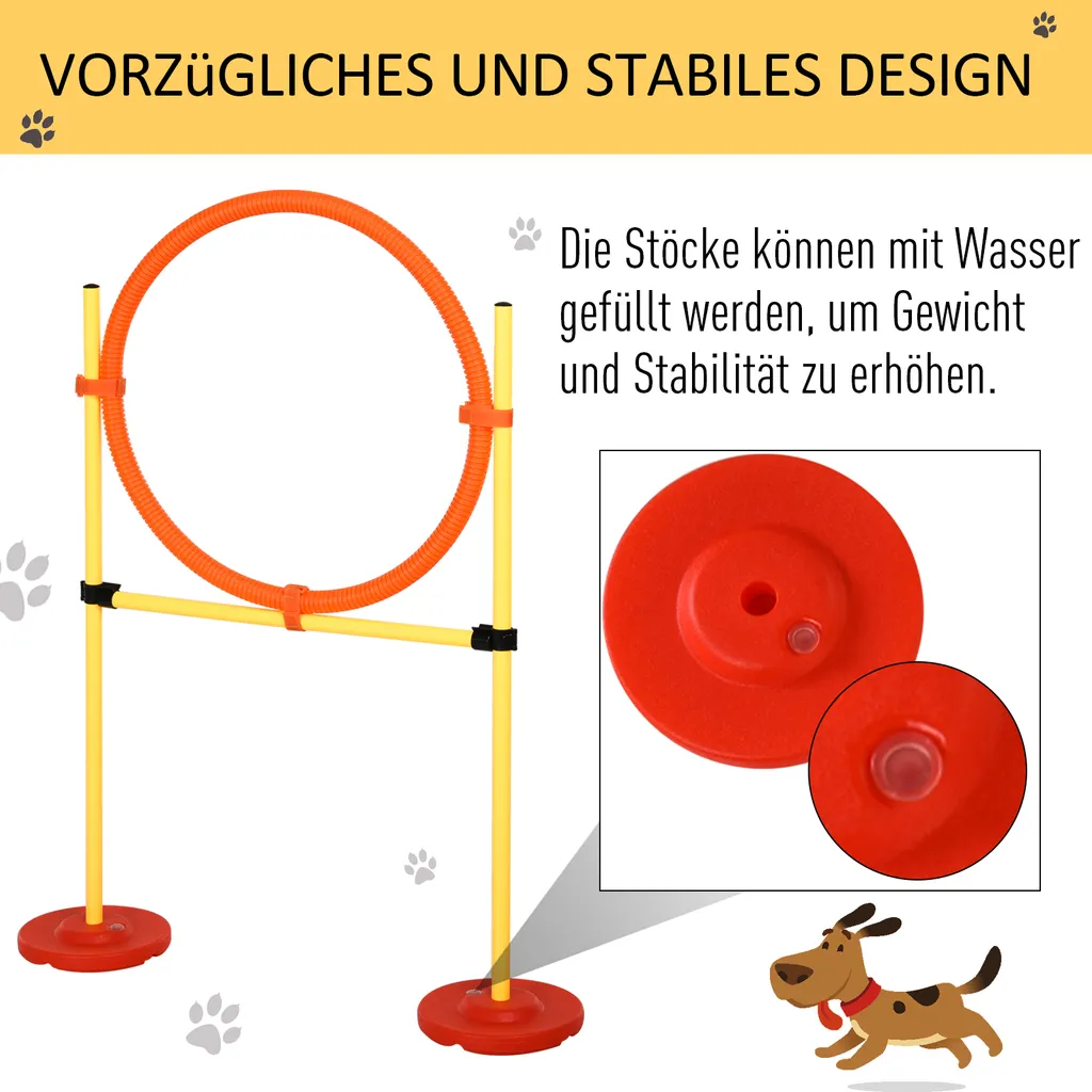 PawHut Hunde Agility Hürden Set, Hundetrainings-Set, Hindernislauf, Kunststoff, Polyester, Gelb, 128 X 23 X 9-100 Cm 6 PawHut Hunde Agility Hürden Set, Hundetrainings-Set, Hindernislauf, Kunststoff, Polyester, Gelb, 128 X 23 X 9-100 Cm – Bild 6