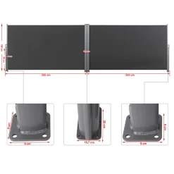 SONGMICS Doppelseitenmarkise, 1,8 X 6 M (H X L), Ausziehbare Seitenmarkise, Sichtschutz, Sonnenschutz, Seitenrollo, Für Balkon, Terrasse Und Garten, Rauchgrau GSA360G -Garten- & Gewächshäuser Geschäft cb81d1846f37247e3565f4e3cc80f593