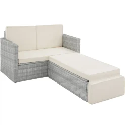 Tectake Rattan Lounge Korfu - Hellgrau -Garten- & Gewächshäuser Geschäft cb8b40ab99abad930cd53b6ffbe7a8ec