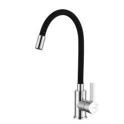 Aihom Wasserhahn Küche Schwarz Mit Flexibler Auslauf Küchenarmatur Mit Hoher Auslauf (235mm) Spültischarmatur Schwarz Mischbatterie Küche Aus Messing