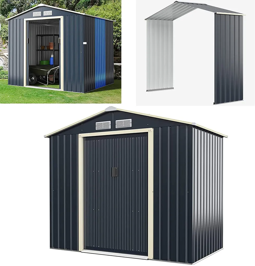 COSTWAY Gerätehaus Metall, Erweitert-213 X 191 X 195 Cm, Geräteschuppen Abschließbar, Gartenhaus Mit 4 Luftschlitzen & Schiebetür, Garten Schuppen Für Rasenmäher Fahrräder, Metallschuppen Outdoor 1 COSTWAY Gerätehaus Metall, Erweitert-213 X 191 X 195 Cm, Geräteschuppen Abschließbar, Gartenhaus Mit 4 Luftschlitzen & Schiebetür, Garten Schuppen Für Rasenmäher Fahrräder, Metallschuppen Outdoor