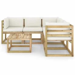 VidaXL 6-tlg. Garten-Lounge-Set Mit Creme Kissen -Garten- & Gewächshäuser Geschäft cc3ccd2f83e89373148c7eabf79bf8f9