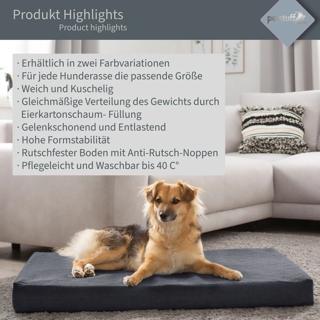 PETSTUFF Hundebett Orthopädisch Hundematratze Hundekissen Haustierbett Haustiermatratze 6 PETSTUFF Hundebett Orthopädisch Hundematratze Hundekissen Haustierbett Haustiermatratze – Bild 6