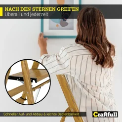 Craftfull Stehleiter CF-133A Klappleiter 2 Stufen, Gummierte Standfüße, Holzoptik, Alu Leiter Aluminiumleiter Aluleiter Mehrzweckleiter Multifunktionsleiter Haushaltsleiter Leiter -Garten- & Gewächshäuser Geschäft ccac0106dc515732fde51d5ad02cc568