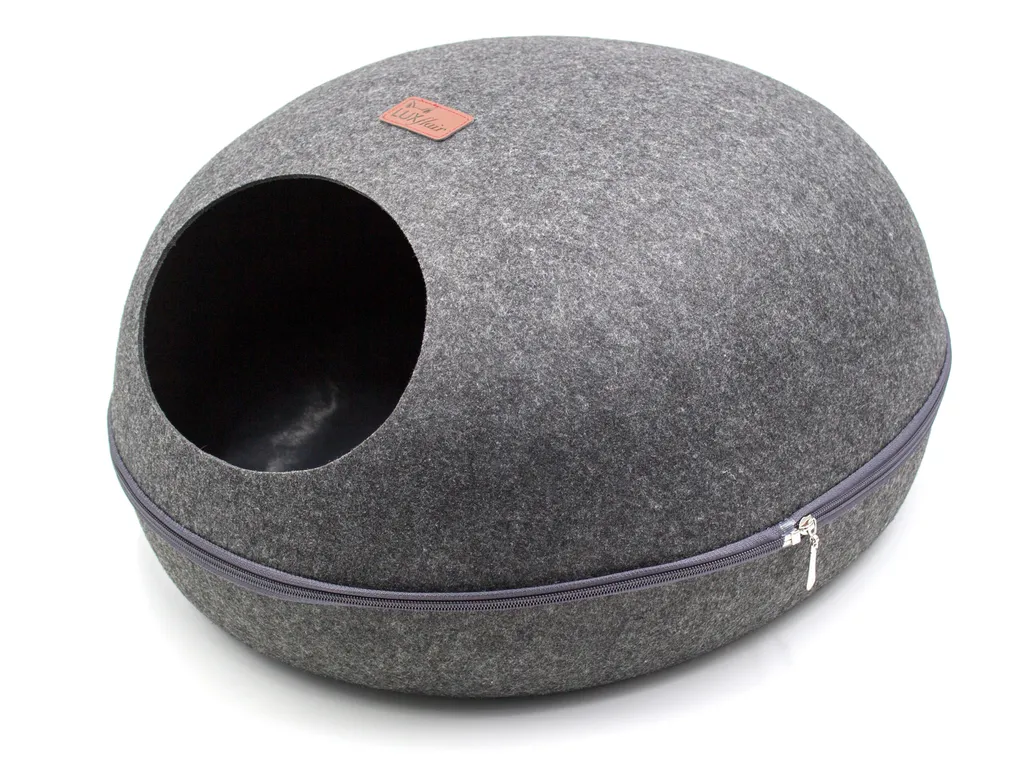 Luxflair Ovale Designer Filz Katzenhöhle In Dunkelgrau 2 Luxflair Ovale Designer Filz Katzenhöhle In Dunkelgrau – Bild 2
