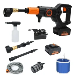 Lospitch Akku Hochdruckreiniger Für Auto 20V Schlauch Hochdruckpistole Kabellos Druckreiniger Spritzpistole Mit 5M Flächenreiniger