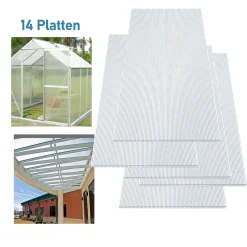 EINFEBEN 14x Doppelstegplatte Garten- & Gewächshaus-Zubehör Geringes Gewicht Hohlkammerplatte 4mm Farblos Stegplatten