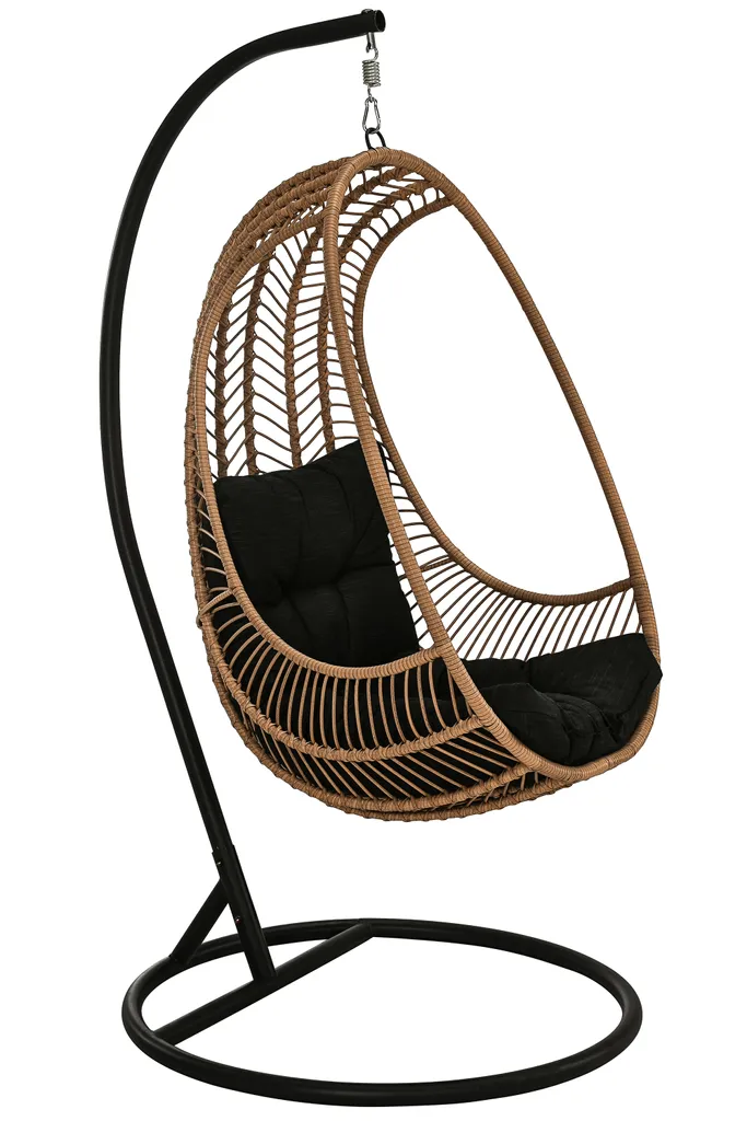 Dehner Hängesessel Venezia, Ca. 197 X 82.5 X 101.5 Cm, Stahl/Polyester, Schwarz/beige 1 Dehner Hängesessel Venezia, Ca. 197 X 82.5 X 101.5 Cm, Stahl/Polyester, Schwarz/beige