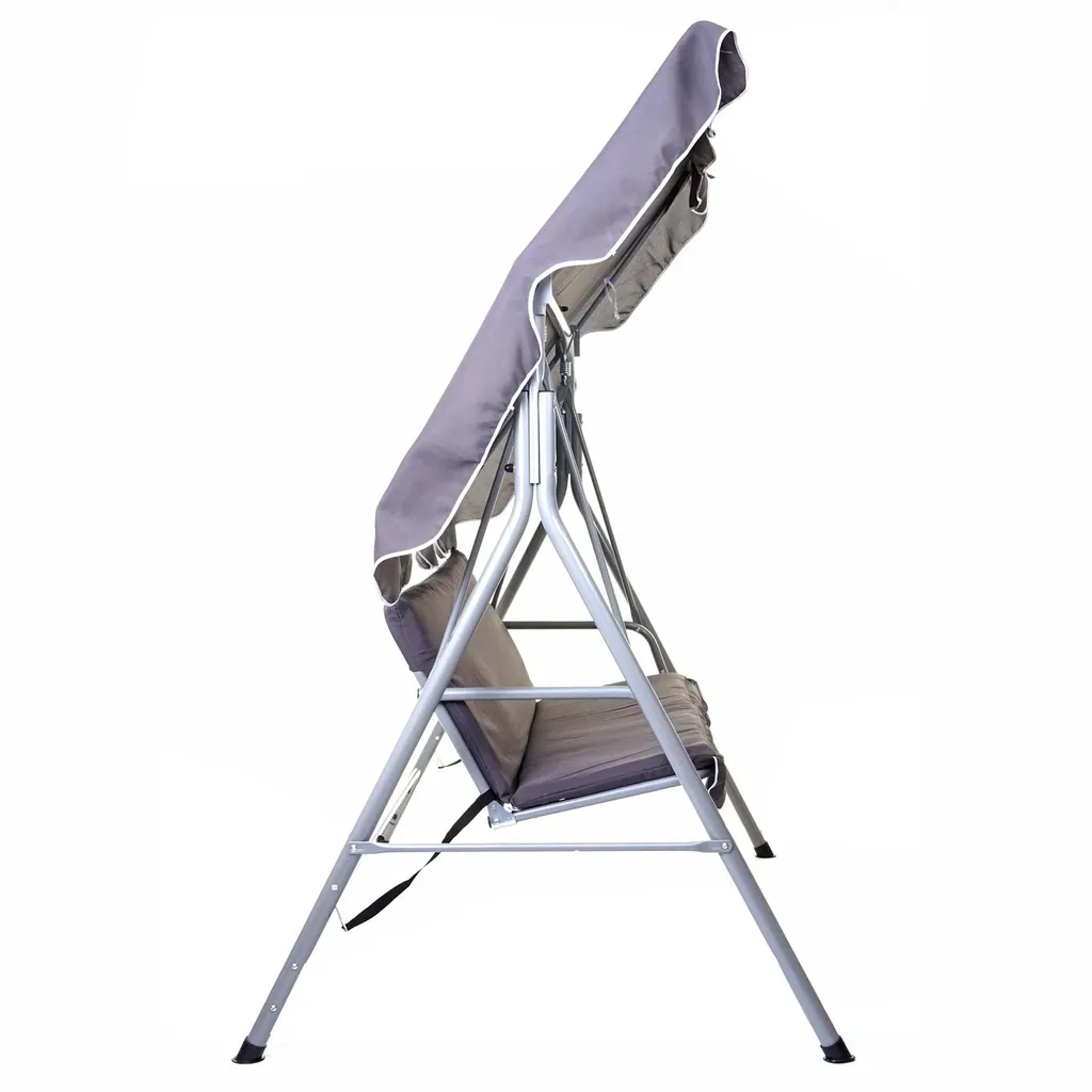 Mendler Hollywoodschaukel HWC-D61, Gartenschaukel Hängeschaukel Bank, 3-Sitzer UV 50+ Verstellbares Dach 197x185cm Dunkelgrau 4 Mendler Hollywoodschaukel HWC-D61, Gartenschaukel Hängeschaukel Bank, 3-Sitzer UV 50+ Verstellbares Dach 197x185cm Dunkelgrau – Bild 4