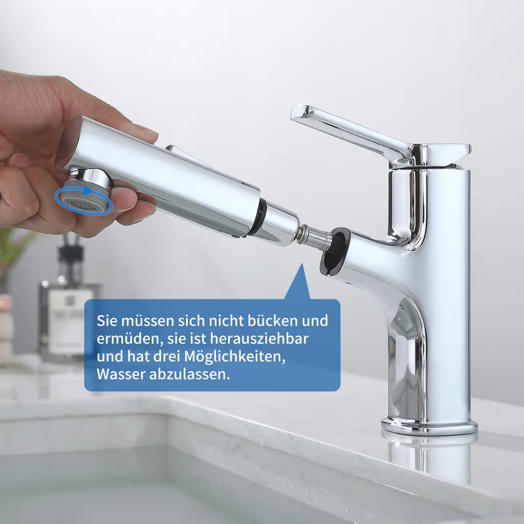 Aihom Homelody Wasserhahn Küche Küchenarmatur Mit Ausziehbarer Brause Spültischarmatur Küche Mit 2 Strahlarten, Badarmatur Mischbatterie Küche, Armatur Für Küche/Bad, Chrom 7 Aihom Homelody Wasserhahn Küche Küchenarmatur Mit Ausziehbarer Brause Spültischarmatur Küche Mit 2 Strahlarten, Badarmatur Mischbatterie Küche, Armatur Für Küche/Bad, Chrom – Bild 7