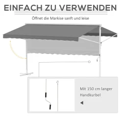 Outsunny Standmarkise Gartenmarkise Markise Mit Faltarm Kurbel Terrasse Grau 4,5x3,42m 13 Outsunny Standmarkise Gartenmarkise Markise Mit Faltarm Kurbel Terrasse Grau 4,5x3,42m -Garten- & Gewächshäuser Geschäft cddc35451acd6be143a8013f00ead2a2