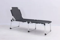 TrendLine Alu-Dreibeinliege De Luxe XL Textilenbespannung, Schwarz