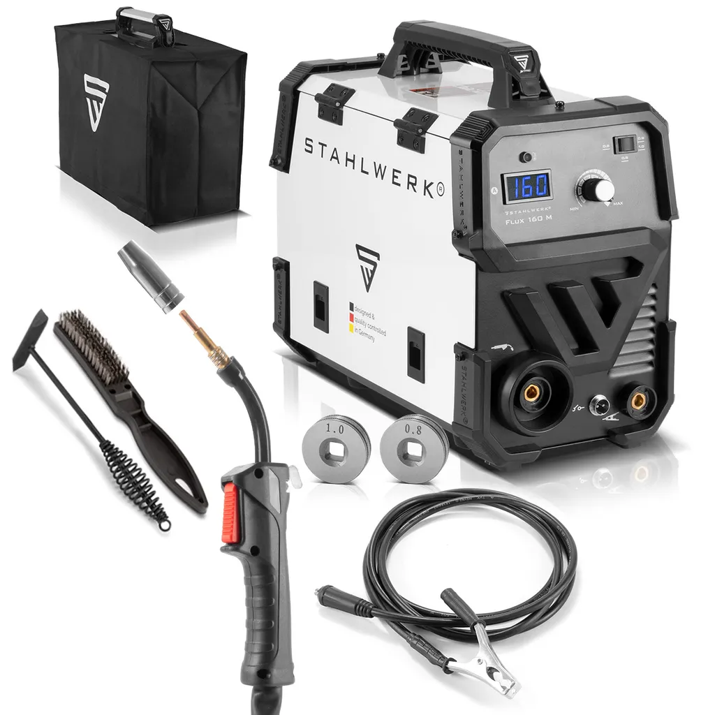 STAHLWERK FLUX 160M Fülldraht Schweißgerät Synergisch 0,6 0,8 0,9 1,0 Mm No Gas 1 STAHLWERK FLUX 160M Fülldraht Schweißgerät Synergisch 0,6 0,8 0,9 1,0 Mm No Gas