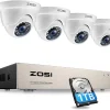 ZOSI 8CH H.265+ 1080P Außen Überwachungskamera System Mit 1TB Festplatte Und 4x 2MP Dome Video Kamera Set Für Zu Hause