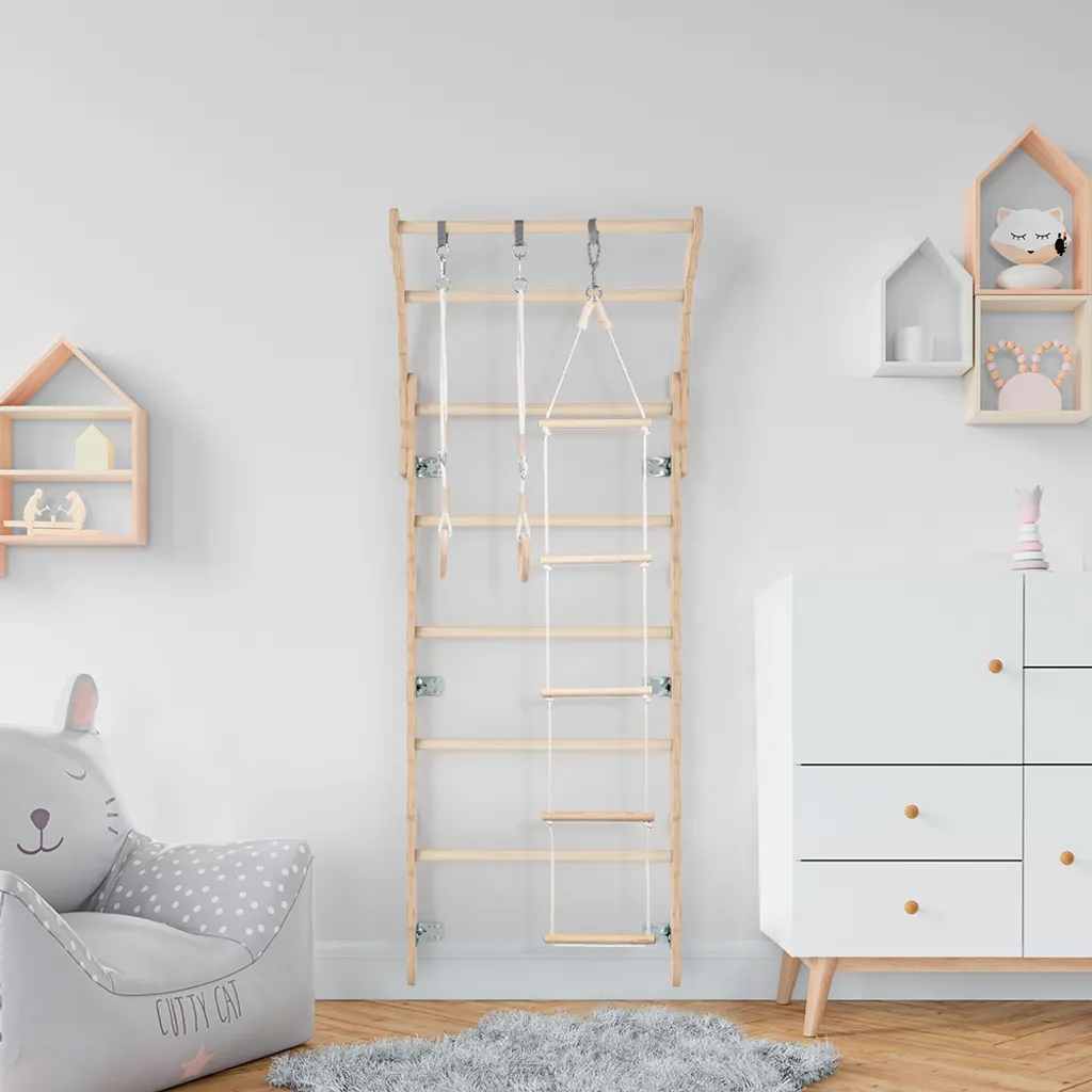 MAMOI® Klettergerüst Indoor, Sprossenwand Für Kinderzimmer, Turnringe Kinder Für Klettern, Kletterwand Und Spielgeräte, Midi Turngeräte Mit Klimmzugstange Für Drinnen, Sportgeräte Ab 3 Jahren 3 MAMOI® Klettergerüst Indoor, Sprossenwand Für Kinderzimmer, Turnringe Kinder Für Klettern, Kletterwand Und Spielgeräte, Midi Turngeräte Mit Klimmzugstange Für Drinnen, Sportgeräte Ab 3 Jahren – Bild 3